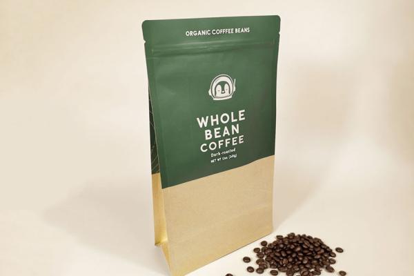 Kraft paper coffee bean flat-bottomed bag